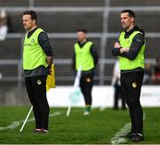 8 May 2022; Leitrim manager Andy Moran, left, and selector Mike Solan during the Connacht GAA Football Senior Championship Semi-Final match between Galway and Leitrim at Pearse Stadium in Galway. Photo by Brendan Moran/Sportsfile