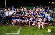 11 May 2022; Tipperary players celebrate after their side's victory in the penalty shoot-out of the Electric Ireland Munster GAA Minor Hurling Championship Final match between Tipperary and Clare at TUS Gaelic Grounds in Limerick. Photo by Piaras Ó Mídheach/Sportsfile