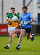 11 May 2022; Charlie McMorrow of Dublin in action against Niall Furlong of Offaly during the Electric Ireland Leinster GAA Minor Football Championship Semi-Final match between Dublin and Offaly at Parnell Park in Dublin. Photo by Seb Daly/Sportsfile