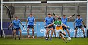11 May 2022; Dublin players defend a free from Niall Furlong of Offaly during the Electric Ireland Leinster GAA Minor Football Championship Semi-Final match between Dublin and Offaly at Parnell Park in Dublin. Photo by Seb Daly/Sportsfile