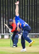 12 May 2022; Paul Stirling of Northern Knights is bowled to by Graham Hume of North West Warriors during the Cricket Ireland Inter-Provincial Cup match between North West Warriors and Northern Knights at Bready Cricket Club in Magheramason, Tyrone. Photo by Stephen McCarthy/Sportsfile