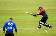 12 May 2022; Jeremy Lawlor of Northern Knights hits a six during the Cricket Ireland Inter-Provincial Cup match between North West Warriors and Northern Knights at Bready Cricket Club in Magheramason, Tyrone. Photo by Stephen McCarthy/Sportsfile