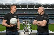 12 May 2022; Kildare U20 manager Brian Flanagan, left, and Tyrone U20 manager Paul Devlin pictured ahead of the EirGrid GAA Football U20 All-Ireland Final this Saturday. EirGrid, Ireland’s grid operator, has partnered with the GAA since 2015 as sponsor of the U20 GAA Football All-Ireland Championship. Photo by Seb Daly/Sportsfile