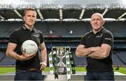 12 May 2022; Kildare U20 manager Brian Flanagan, left, and Tyrone U20 manager Paul Devlin pictured ahead of the EirGrid GAA Football U20 All-Ireland Final this Saturday. EirGrid, Ireland’s grid operator, has partnered with the GAA since 2015 as sponsor of the U20 GAA Football All-Ireland Championship. Photo by Seb Daly/Sportsfile