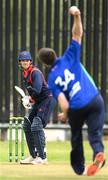 12 May 2022; Josh Manley of Northern Knights is bowled by Conor Olphert of North West Warriors during the Cricket Ireland Inter-Provincial Cup match between North West Warriors and Northern Knights at Bready Cricket Club in Magheramason, Tyrone. Photo by Stephen McCarthy/Sportsfile