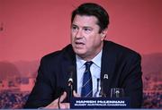 12 May 2022; Rugby Australia chairman Hamish McLennan speaking during a World Rugby Cup future hosts announcement media conference at the Convention Centre in Dublin. Photo by Brendan Moran/Sportsfile