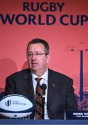 12 May 2022; USA Rugby chief executive officer Ross Young speaking during a World Rugby Cup future hosts announcement media conference at the Convention Centre in Dublin. Photo by Brendan Moran/Sportsfile