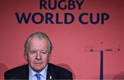 12 May 2022; World Rugby chairman Sir Bill Beaumont during a World Rugby Cup future hosts announcement media conference at the Convention Centre in Dublin. Photo by Brendan Moran/Sportsfile