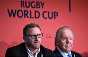 12 May 2022; World Rugby chief executive Alan Gilpin, left, and World Rugby chairman Sir Bill Beaumont during a World Rugby Cup future hosts announcement media conference at the Convention Centre in Dublin. Photo by Brendan Moran/Sportsfile