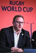 12 May 2022; World Rugby chief executive Alan Gilpin speaking during a World Rugby Cup future hosts announcement media conference at the Convention Centre in Dublin. Photo by Brendan Moran/Sportsfile