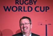 12 May 2022; USA Rugby chief executive officer Ross Young speaking during a World Rugby Cup future hosts announcement media conference at the Convention Centre in Dublin. Photo by Brendan Moran/Sportsfile