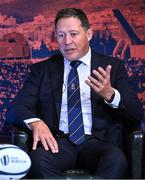 12 May 2022; Rugby Australia executive director RWC bid Phil Kearns speaking during a World Rugby Cup future hosts announcement media conference at the Convention Centre in Dublin. Photo by Brendan Moran/Sportsfile