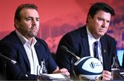 12 May 2022; Rugby Australia chief executive officer Andy Marinos, left, and Rugby Australia chairman Hamish McLennan during a World Rugby Cup future hosts announcement media conference at the Convention Centre in Dublin. Photo by Brendan Moran/Sportsfile