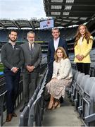 13 May 2022; PwC today announced that it will become the title sponsor of the PwC Camogie All-Stars. In addition, along with the GAA and the GPA, PwC is announcing their renewal of the PwC All-Stars and PwC GPA Women's Player of the Month awards for a further three years. Pictured at Croke Park today at the sponsorship announcements were, from left, GPA Chief Executive Tom Parsons, Uachtarán Chumann Lúthchleas Gael Larry McCarthy, PwC Ireland Managing Partner Feargal O'Rourke, Uachtarán an Cumann Camógaíochta Hilda Breslin, and PwC Asset Management Tax Leader & former Carlow dual county player Marie Coady. Photo by Seb Daly/Sportsfile