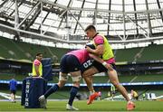 13 May 2022; Dan Sheehan, right, and James Ryan during a Leinster Rugby captain's run at the Aviva Stadium in Dublin. Photo by Harry Murphy/Sportsfile