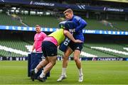 13 May 2022; Garry Ringrose, right, and Thomas Clarkson during a Leinster Rugby captain's run at the Aviva Stadium in Dublin. Photo by Harry Murphy/Sportsfile