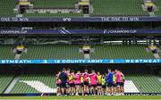 13 May 2022; Leinster players huddle during a Leinster Rugby captain's run at the Aviva Stadium in Dublin. Photo by Harry Murphy/Sportsfile