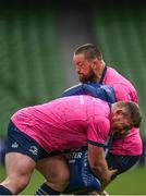 13 May 2022; Tadhg Furlong, left, and Andrew Porter during a Leinster Rugby captain's run at the Aviva Stadium in Dublin. Photo by Harry Murphy/Sportsfile