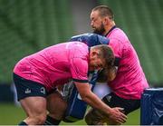 13 May 2022; Tadhg Furlong, left, and Andrew Porter during a Leinster Rugby captain's run at the Aviva Stadium in Dublin. Photo by Harry Murphy/Sportsfile