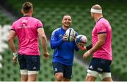 13 May 2022; James Lowe, centre, with Jack Conan and Rhys Ruddock during a Leinster Rugby captain's run at the Aviva Stadium in Dublin. Photo by Harry Murphy/Sportsfile