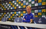 13 May 2022; Head coach Leo Cullen speaks to media during a Leinster Rugby press conference at the Aviva Stadium in Dublin. Photo by Harry Murphy/Sportsfile