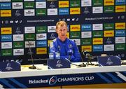 13 May 2022; Head coach Leo Cullen speaks to media during a Leinster Rugby press conference at the Aviva Stadium in Dublin. Photo by Harry Murphy/Sportsfile