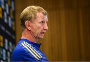 13 May 2022; Head coach Leo Cullen speaks to media during a Leinster Rugby press conference at the Aviva Stadium in Dublin. Photo by Harry Murphy/Sportsfile