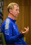 13 May 2022; Head coach Leo Cullen speaks to media during a Leinster Rugby press conference at the Aviva Stadium in Dublin. Photo by Harry Murphy/Sportsfile