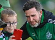13 May 2022; Shamrock Rovers manager Stephen Bradley takes a selfie with a young supporter before the SSE Airtricity League Premier Division match between Shamrock Rovers and Derry City at Tallaght Stadium in Dublin. Photo by Seb Daly/Sportsfile
