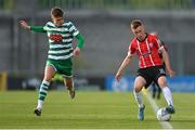 13 May 2022; Brandon Kavanagh of Derry City in action against Sean Gannon of Shamrock Rovers during the SSE Airtricity League Premier Division match between Shamrock Rovers and Derry City at Tallaght Stadium in Dublin. Photo by Seb Daly/Sportsfile