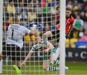 13 May 2022; Jamie McGonigle of Derry City has a shot on goal saved by Shamrock Rovers goalkeeper Alan Mannus during the SSE Airtricity League Premier Division match between Shamrock Rovers and Derry City at Tallaght Stadium in Dublin. Photo by Seb Daly/Sportsfile