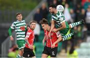 13 May 2022; Roberto Lopes of Shamrock Rovers in action against Matty Smith of Derry City during the SSE Airtricity League Premier Division match between Shamrock Rovers and Derry City at Tallaght Stadium in Dublin.  Photo by Stephen McCarthy/Sportsfile