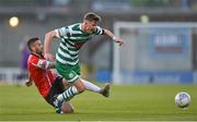 13 May 2022; Ronan Finn of Shamrock Rovers is tackled by Daniel Lafferty of Derry City during the SSE Airtricity League Premier Division match between Shamrock Rovers and Derry City at Tallaght Stadium in Dublin. Photo by Seb Daly/Sportsfile