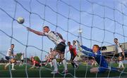 13 May 2022; Dundalk goalkeeper Nathan Shepperd and Mark Connolly of Dundalk fail to stop the shot at goal by Ciarán Kelly of Bohemians during the SSE Airtricity League Premier Division match between Dundalk and Bohemians at Oriel Park in Dundalk, Louth. Photo by Ramsey Cardy/Sportsfile