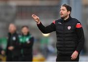 13 May 2022; Derry City manager Ruaidhrí Higgins during the SSE Airtricity League Premier Division match between Shamrock Rovers and Derry City at Tallaght Stadium in Dublin.  Photo by Stephen McCarthy/Sportsfile