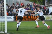 13 May 2022; Robbie Benson of Dundalk, left, celebrates with Daniel Kelly after scoring his side's second goal during the SSE Airtricity League Premier Division match between Dundalk and Bohemians at Oriel Park in Dundalk, Louth. Photo by Ramsey Cardy/Sportsfile