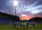 13 May 2022; Leinster players leave the pitch after their side's victory in the Development Match between Leinster Rugby A and Irish Universities XV at Energia Park in Dublin. Photo by Harry Murphy/Sportsfile