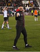 13 May 2022; Dundalk head coach Stephen O'Donnell celebrates after his side's victory in the SSE Airtricity League Premier Division match between Dundalk and Bohemians at Oriel Park in Dundalk, Louth. Photo by Ramsey Cardy/Sportsfile