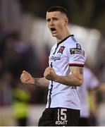 13 May 2022; Darragh Leahy of Dundalk celebrates at the final whistle of the SSE Airtricity League Premier Division match between Dundalk and Bohemians at Oriel Park in Dundalk, Louth. Photo by Ramsey Cardy/Sportsfile