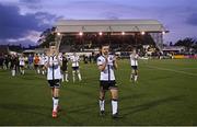 13 May 2022; Daniel Kelly, left, and Robbie Benson of Dundalk after their side's victory in the SSE Airtricity League Premier Division match between Dundalk and Bohemians at Oriel Park in Dundalk, Louth. Photo by Ramsey Cardy/Sportsfile