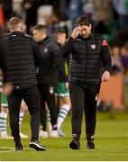 13 May 2022; Derry City manager Ruaidhrí Higgins after the SSE Airtricity League Premier Division match between Shamrock Rovers and Derry City at Tallaght Stadium in Dublin.  Photo by Stephen McCarthy/Sportsfile