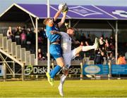13 May 2022; Wexford goalkeeper Alex Moody claims the ball under pressure from Stephen Walsh of Galway United during the SSE Airtricity League First Division match between Wexford and Galway United at Ferrycarrig Park in Wexford. Photo by Michael P Ryan/Sportsfile