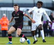 13 May 2022; Adam Wells of Wexford in action against Wilson Waweru of Galway United during the SSE Airtricity League First Division match between Wexford and Galway United at Ferrycarrig Park in Wexford. Photo by Michael P Ryan/Sportsfile