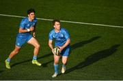 13 May 2022; David Hawkshaw, right, and Max O'Reilly of Leinster during the Development Match between Leinster Rugby A and Irish Universities XV at Energia Park in Dublin. Photo by Harry Murphy/Sportsfile *** NO REPRODUCTION FEE ***