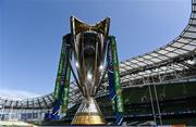 14 May 2022; A general view of the trophy before the Heineken Champions Cup Semi-Final match between Leinster and Toulouse at Aviva Stadium in Dublin. Photo by Ramsey Cardy/Sportsfile