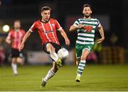 13 May 2022; Joe Thomson of Derry City in action against Richie Towell of Shamrock Rovers during the SSE Airtricity League Premier Division match between Shamrock Rovers and Derry City at Tallaght Stadium in Dublin.  Photo by Stephen McCarthy/Sportsfile
