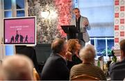 13 May 2022; MC Dave McIntyre at the Gaelic Writers’ Association Awards, which took place at the Iveagh Garden Hotel in Dublin, and are this year supported by Wilson Hartnell, who are celebrating their 50th year in business. Photo by Piaras Ó Mídheach/Sportsfile