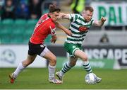 13 May 2022; Sean Hoare of Shamrock Rovers in action against Matty Smith of Derry City during the SSE Airtricity League Premier Division match between Shamrock Rovers and Derry City at Tallaght Stadium in Dublin.  Photo by Stephen McCarthy/Sportsfile