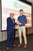 14 May 2022; Éanna Under-18 Men's coach Ciaran O'Sullivan, right, is presented with the Men's Underage Coach of the Year award by Basketball Ireland President PJ Reidy during the 2021/22 Basketball Ireland Annual Awards and Hall of Fame ceremony in Dublin on Saturday at Royal Marine Hotel in Dun Laoghaire, Dublin. Photo by Sam Barnes/Sportsfile