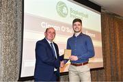 14 May 2022; Éanna Under-18 Men's coach Ciaran O'Sullivan, right, is presented with the Men's Underage Coach of the Year award by Basketball Ireland President PJ Reidy during the 2021/22 Basketball Ireland Annual Awards and Hall of Fame ceremony in Dublin on Saturday at Royal Marine Hotel in Dun Laoghaire, Dublin. Photo by Sam Barnes/Sportsfile